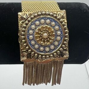 Gold chunky antique vintage mesh bracelet